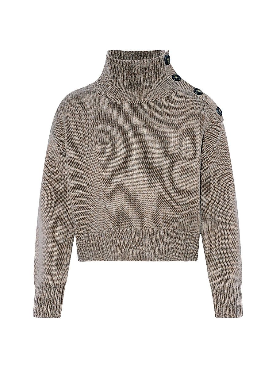 Women's Wool-Cashmere Crop Turtleneck Sweater - Etretat - Size XL