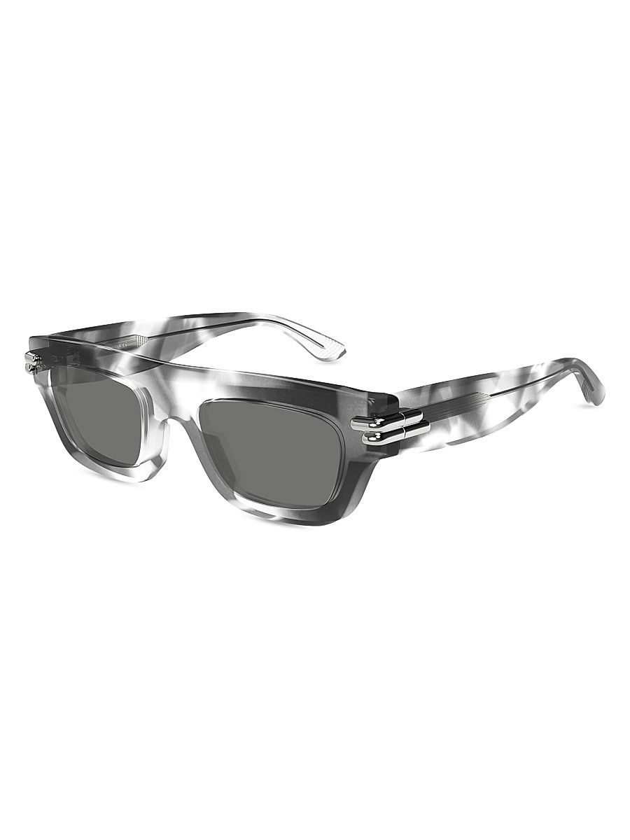 Men's Bold Ribbon BV1321S 50MM Rectangular Sunglasses - Grey Havana