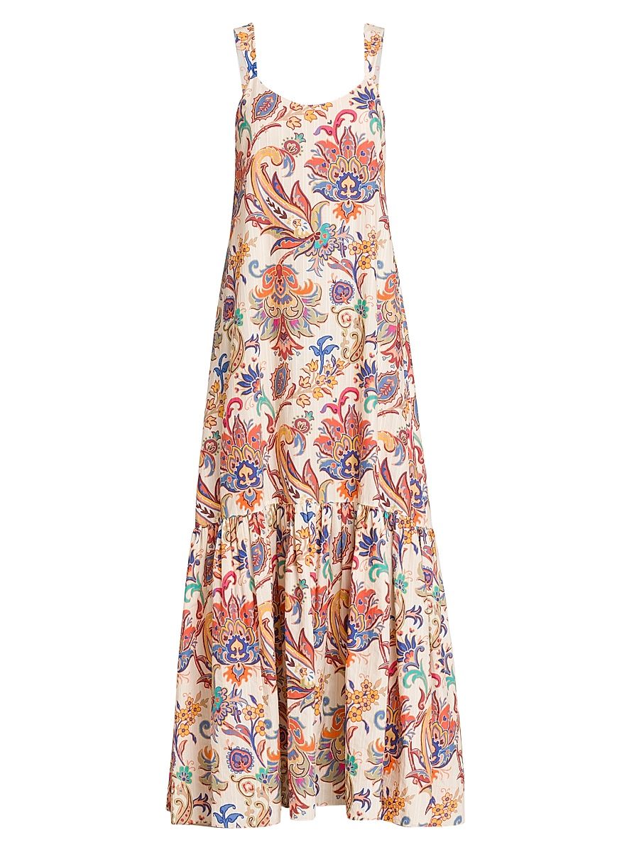 Women's Floral Tapestry Tank Maxi Dress - Stampa Bianco - Size 10
