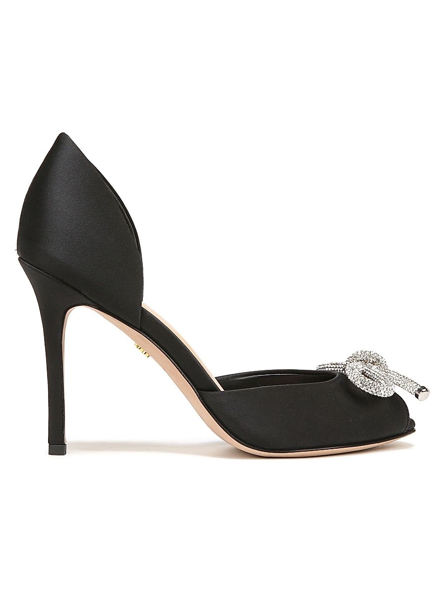 Women's Gadot Satin Peep-Toe Bow Pumps - Black - Size 8
