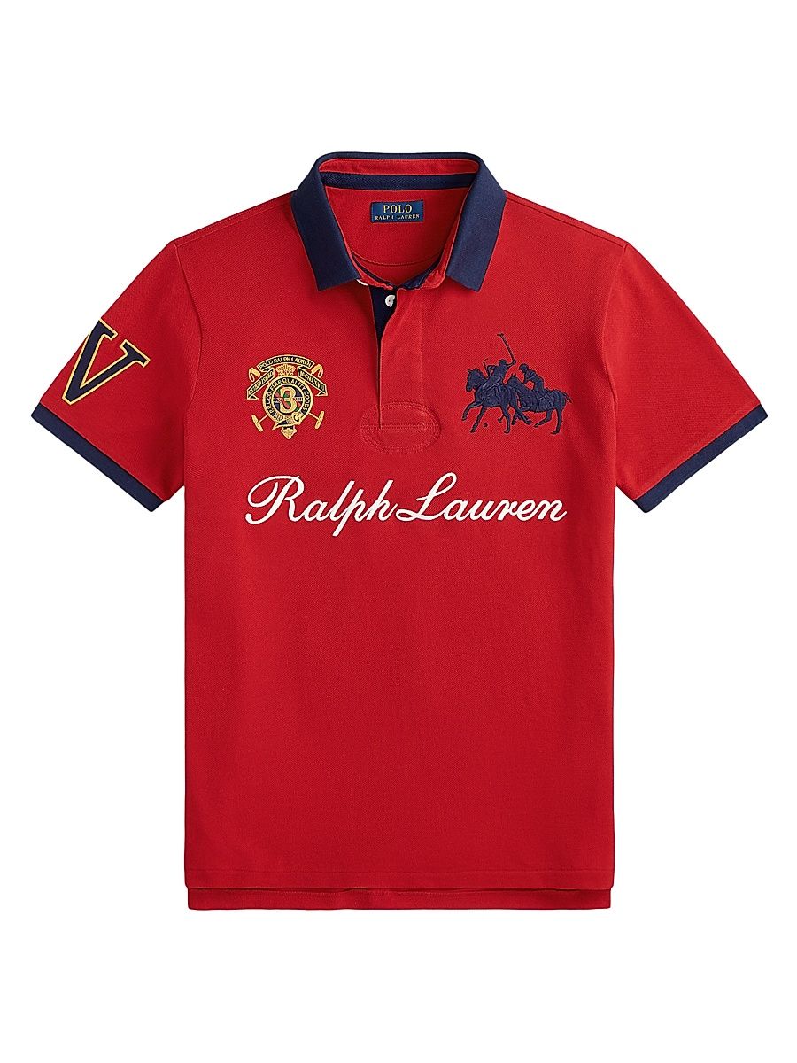 Men's Cotton Mesh Short-Sleeve Polo Shirt - Red - Size XXL