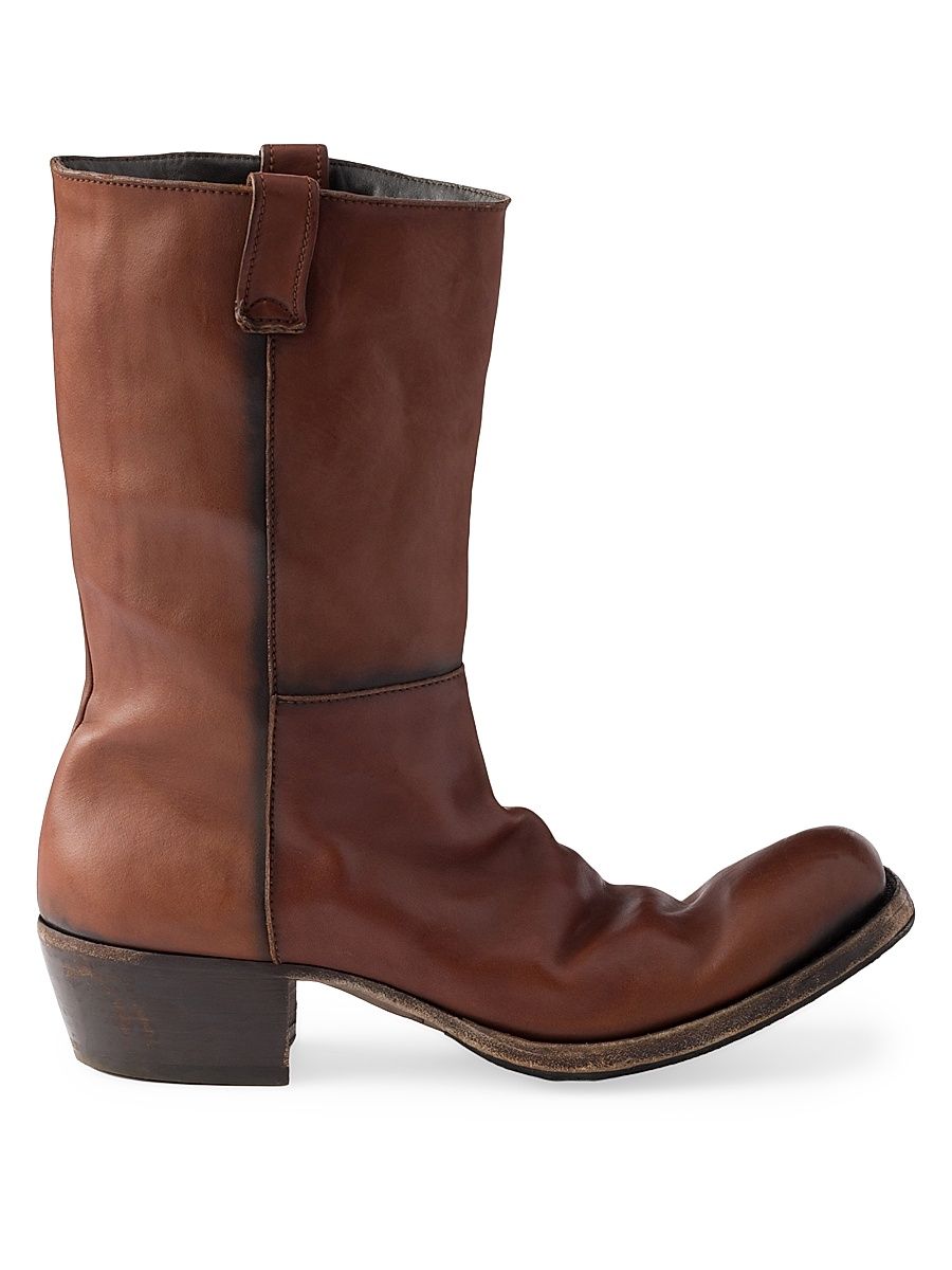 Men's Antique Leather Boots - Brown - Size 8