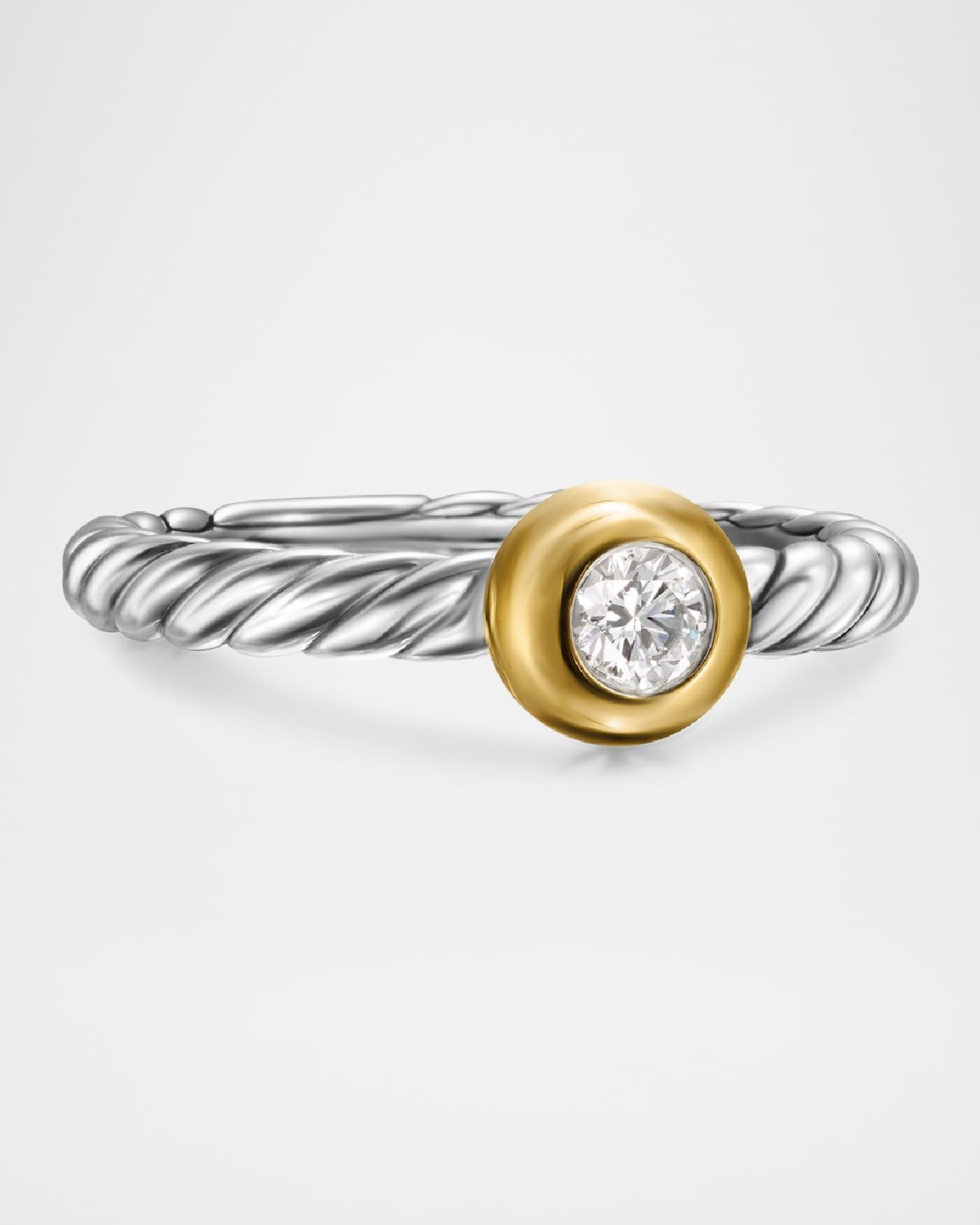 Cable Flex Ring with Gemstone in Silver and 14K Gold