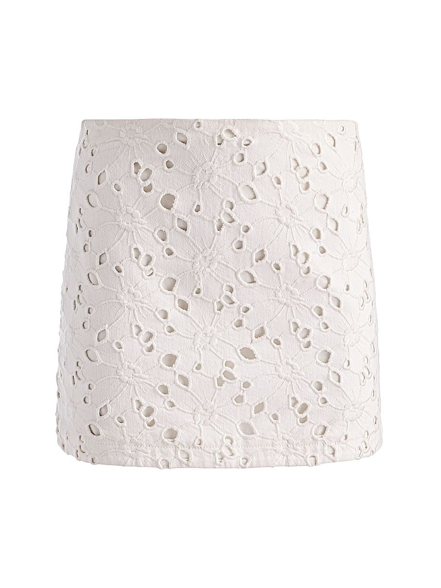 Women's Riley Eyelet Denim Miniskirt - Off White - Size 32