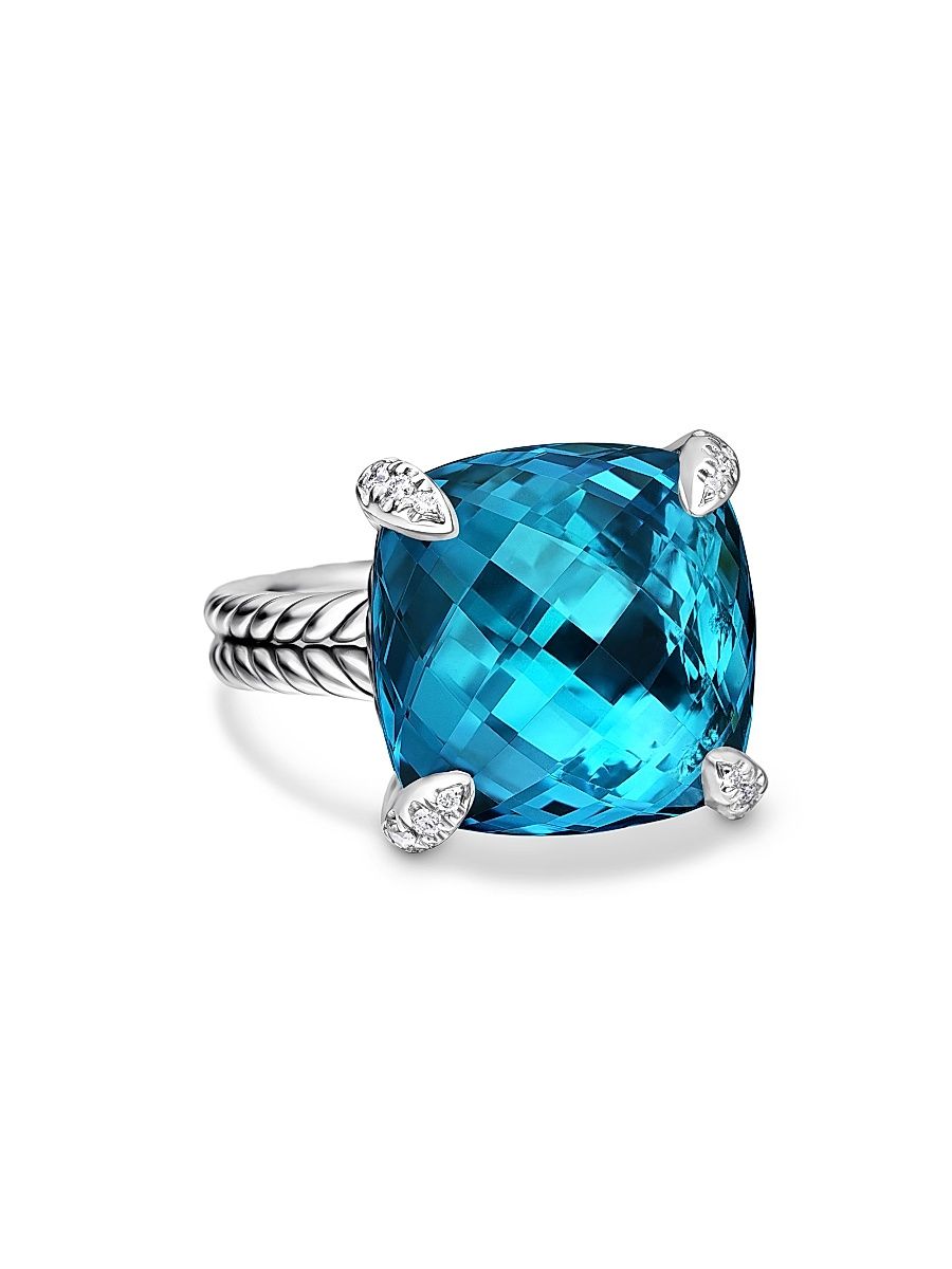 Women's Chatelaine Ring in Sterling Silver - Hampton Blue Topaz - Size 7