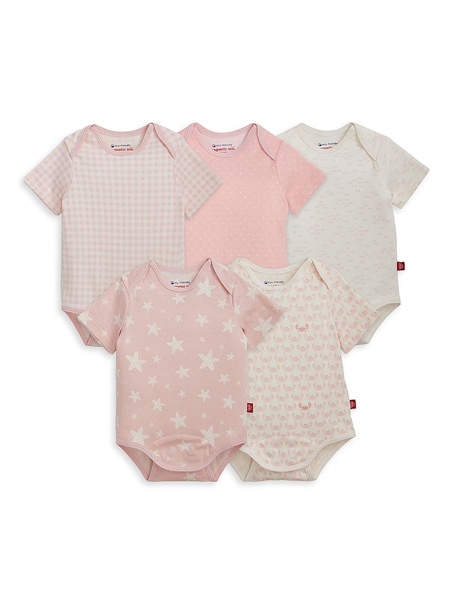 Baby Girl's 5-Pack Printed Bodysuit Set - Pink Multi - Size Newborn
