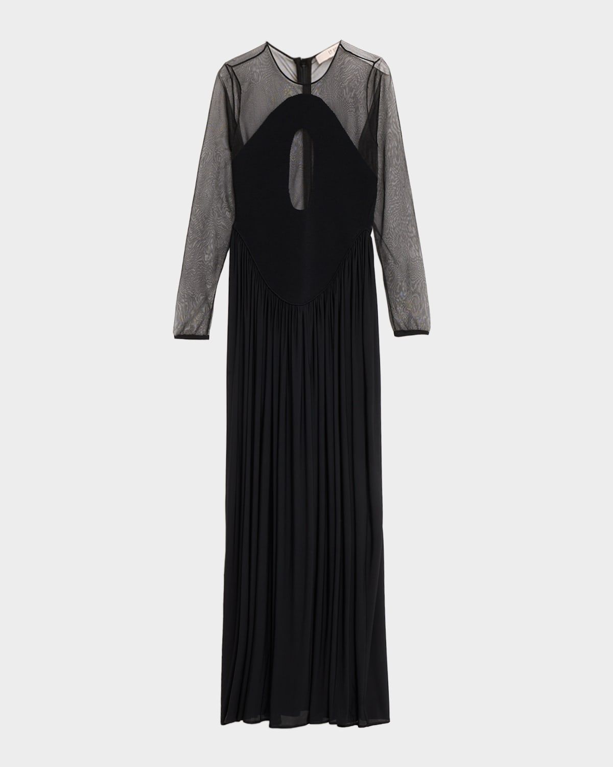 Suri Knit Basque-Waist Illusion Gown