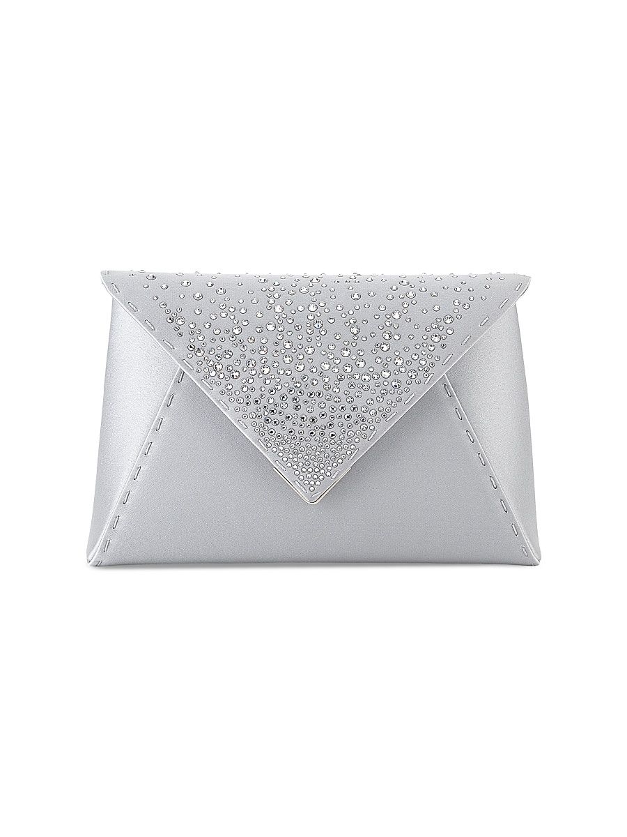 Women's Lee Pouchet Small Crystal and Satin - Platinum With Crystals