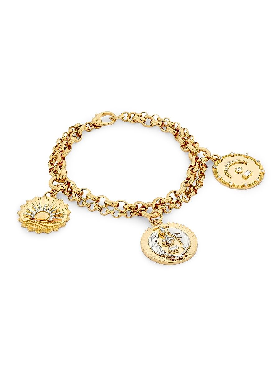 Women's Internal Compass, Vivacity & New Beginnings Two-Tone 18K Gold & 0.47 TCW Diamond Charm Bracelet - Yellow Gold