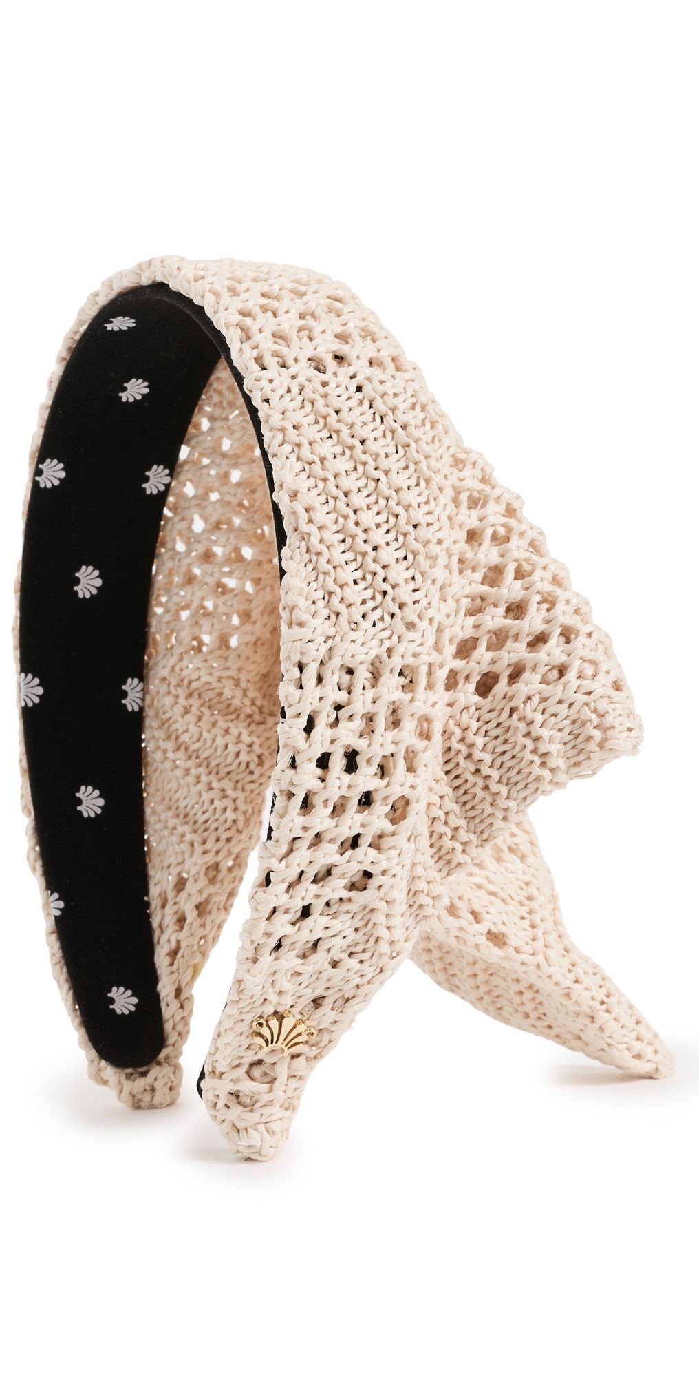 Lele Sadoughi Jackie Crochet Raffia Hankerchief Headband Natural One Size