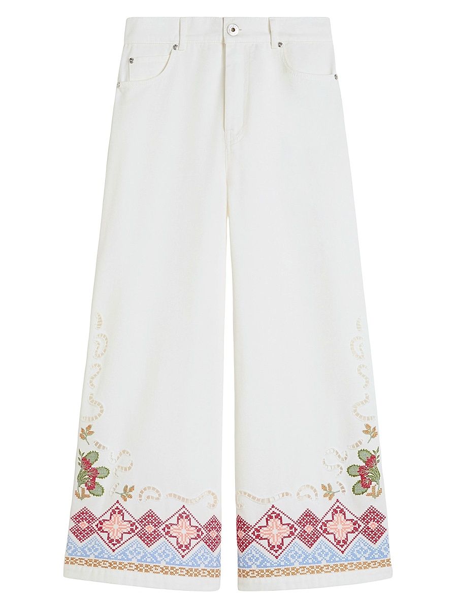 Women's Cotton Bull Trousers - White - Size 16