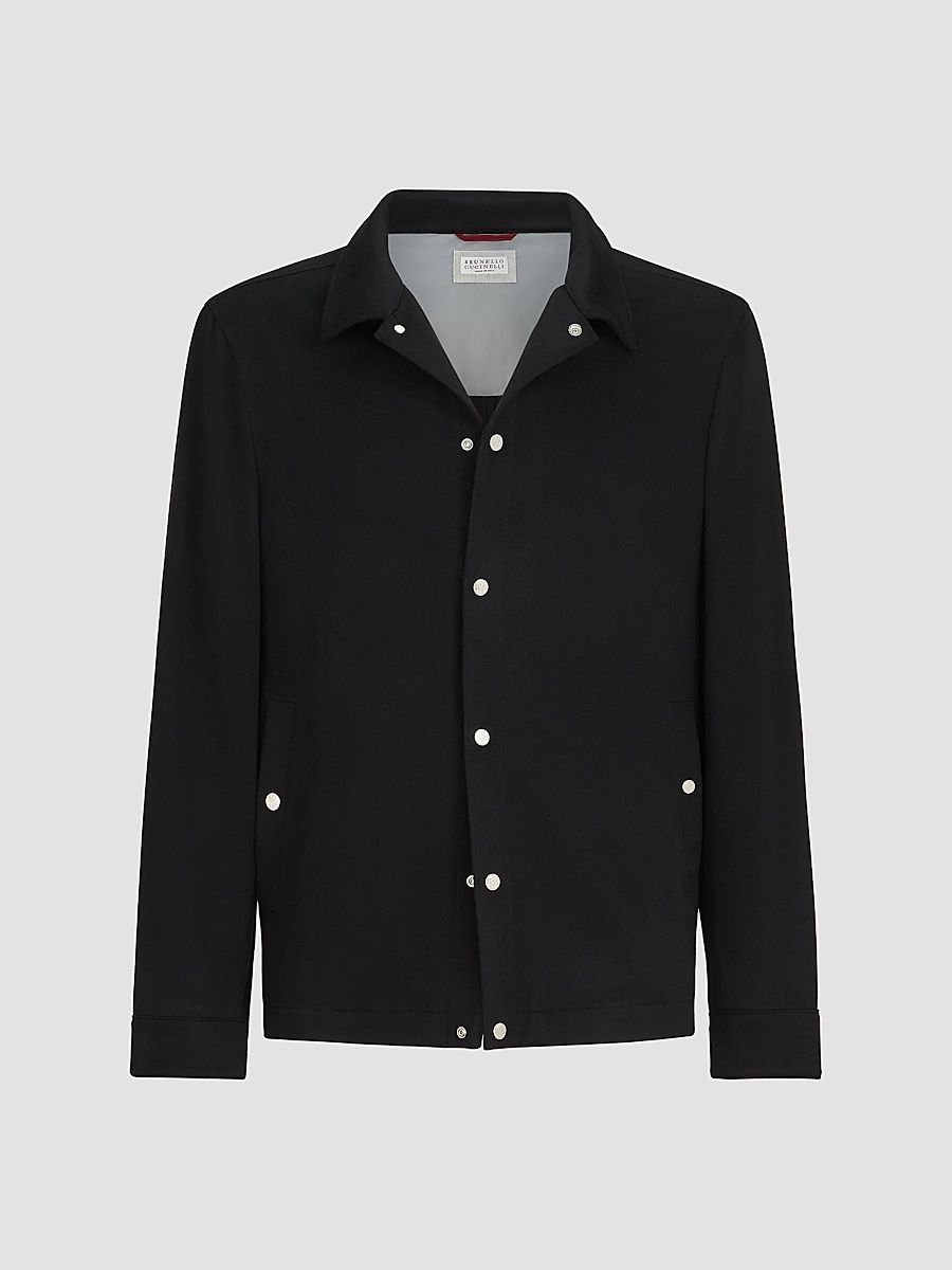 Men's Lightweight Cashmere Flannel Outerwear Jacket - Black - Size 48