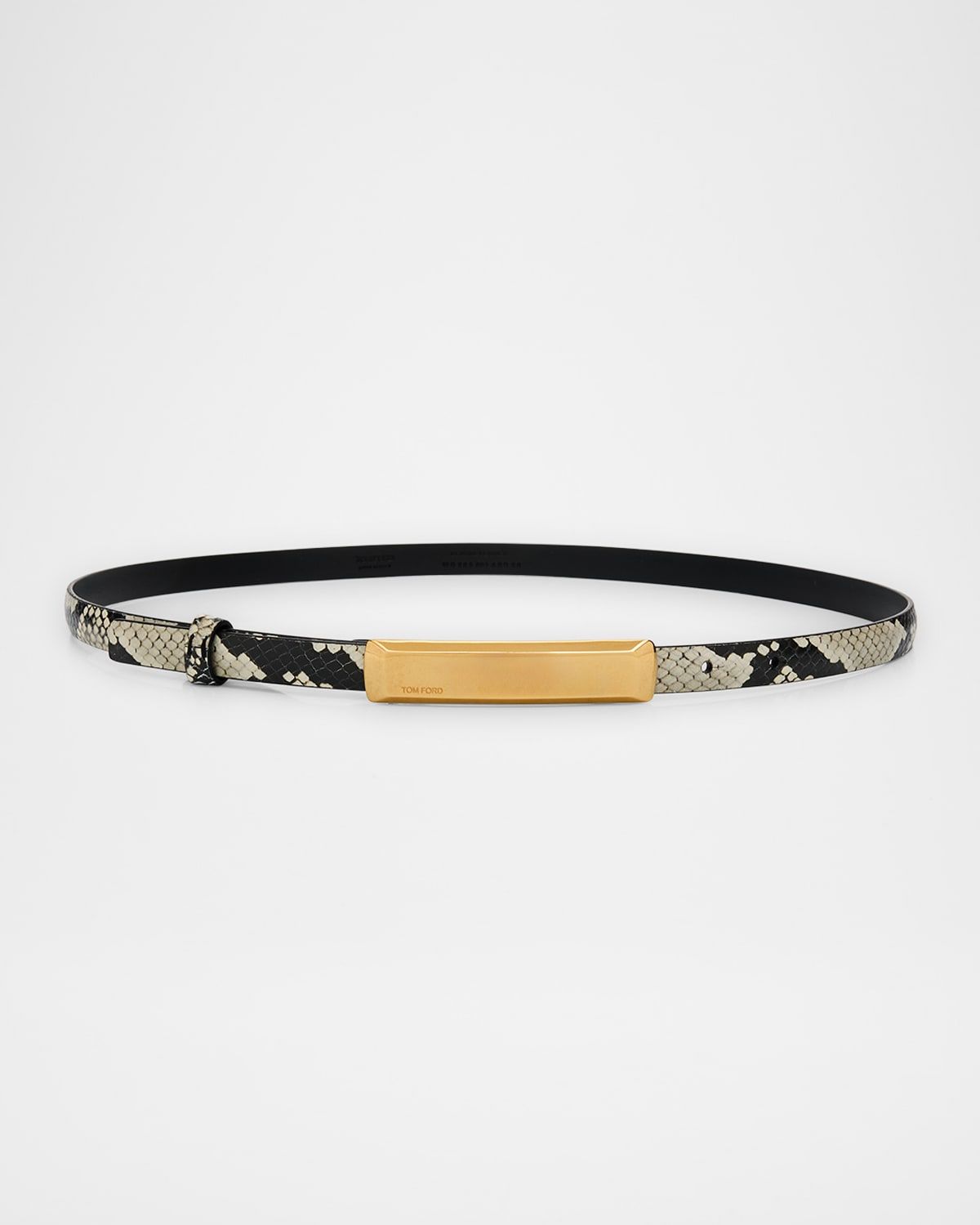 Croc-Embossed Leather Skinny Belt