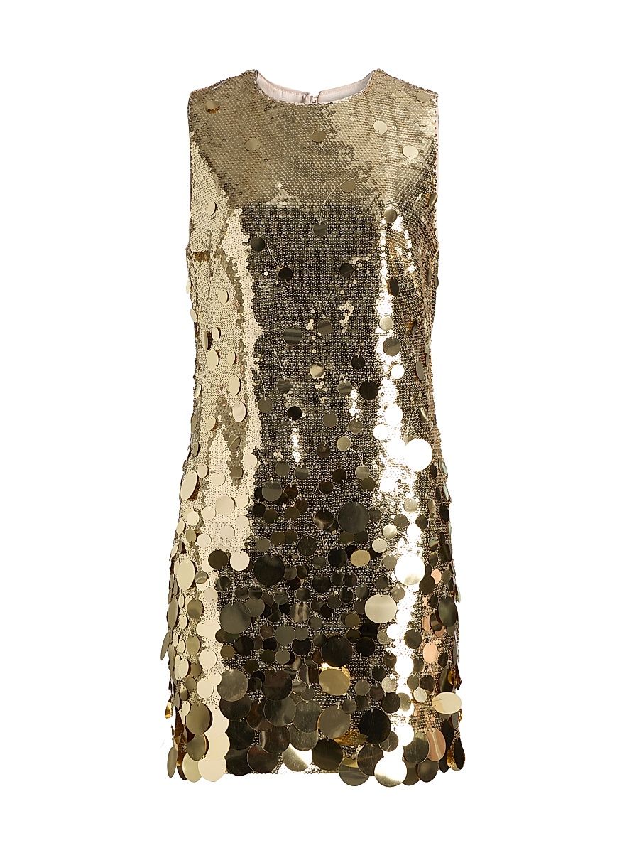 Women's Ivette Cascading Pailette Sleeveless Minidress - Gold - Size 12