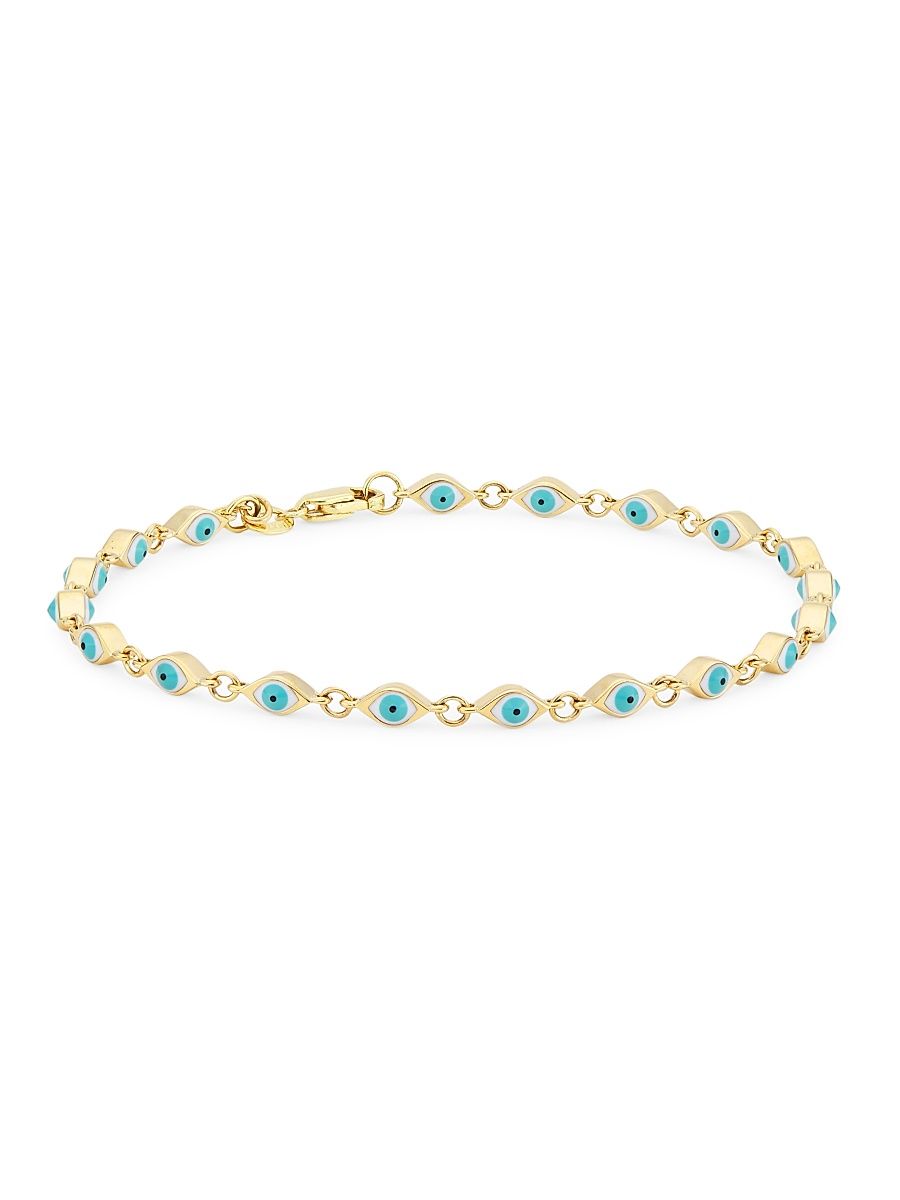 Women's 14K Yellow Gold & Enamel Evil-Eye Chain Bracelet