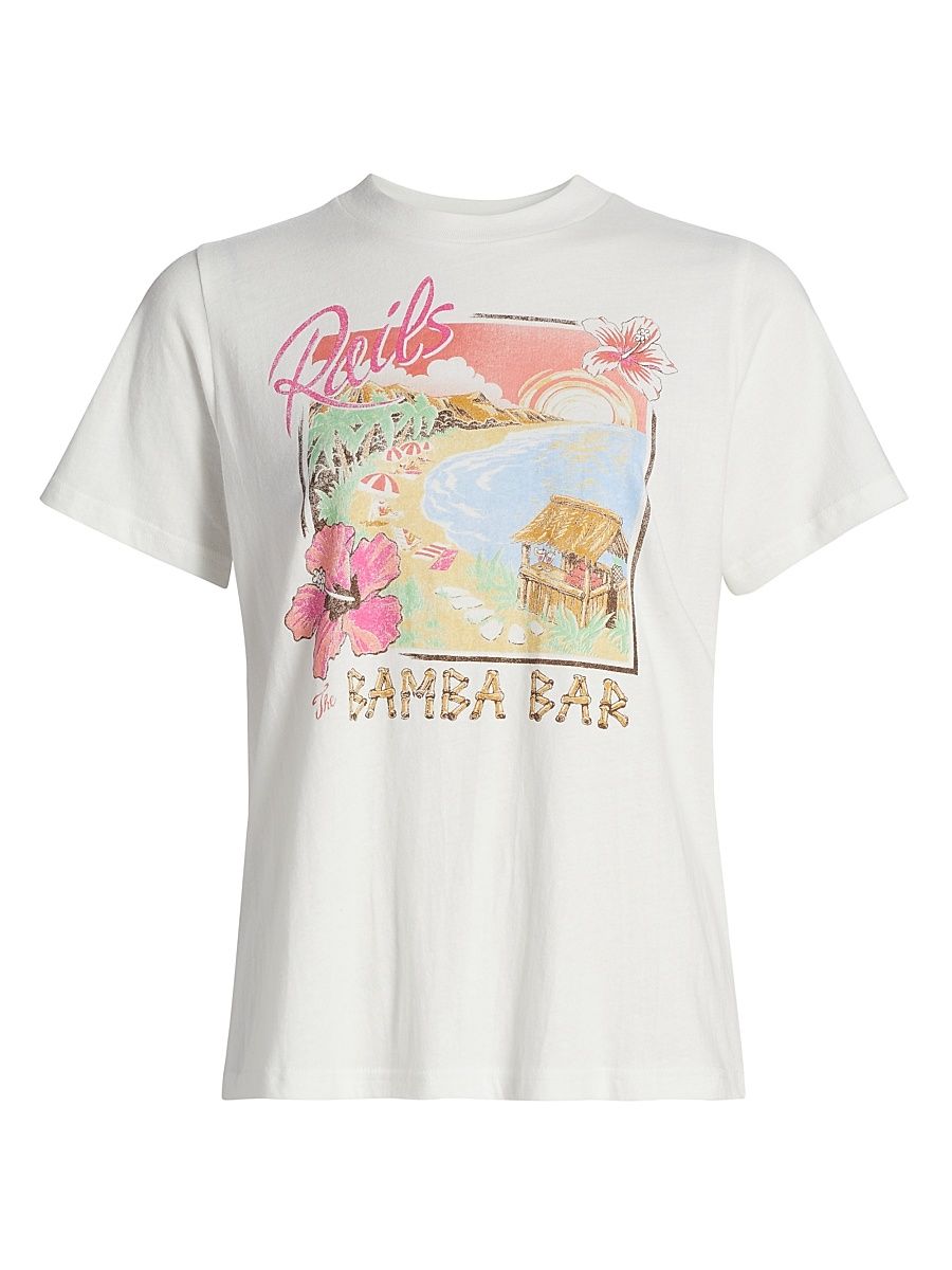 Women's Boyfriend Tropical-Print Cotton T-Shirt - Bamba Bar - Size Medium