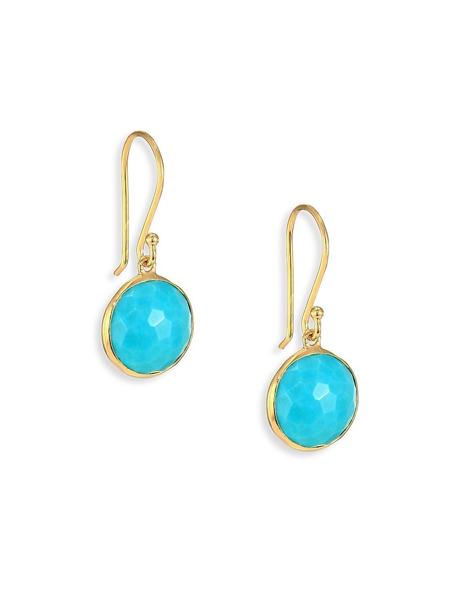 Women's Lollipop Small 18K Yellow Gold & Turquoise Drop Earrings - Turquoise Gold