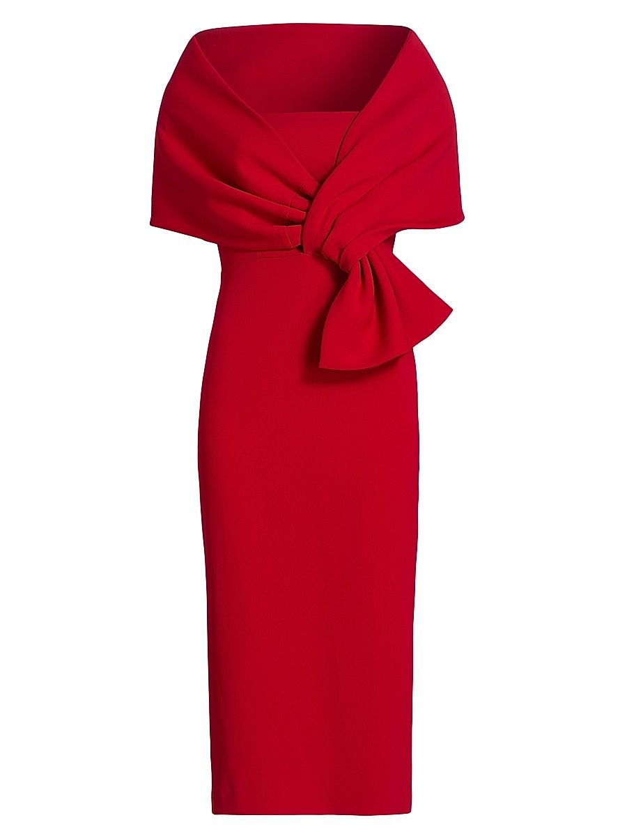 Women's Off-The-Shoulder Cocktail Dress - Red - Size 14