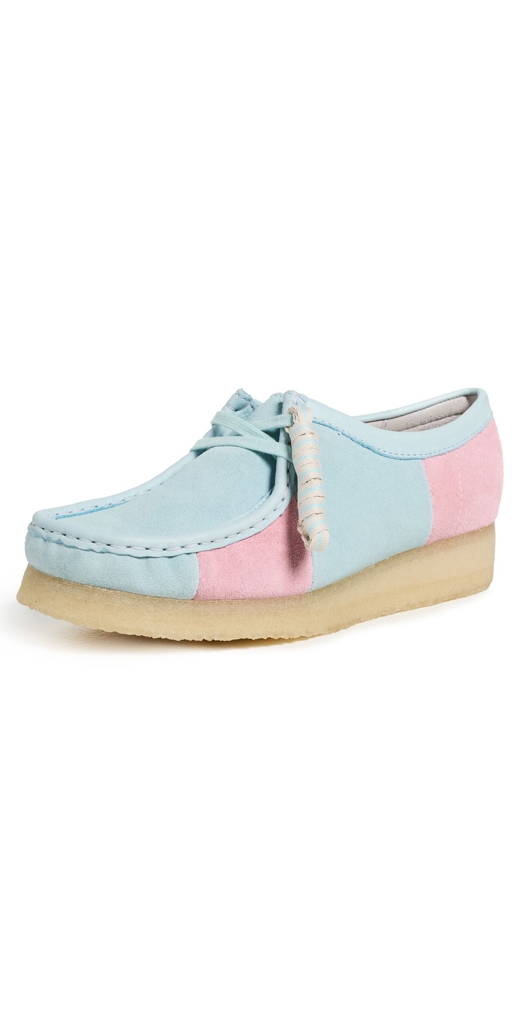 Clarks Wallabee Flats Pale Blue Stripe 9