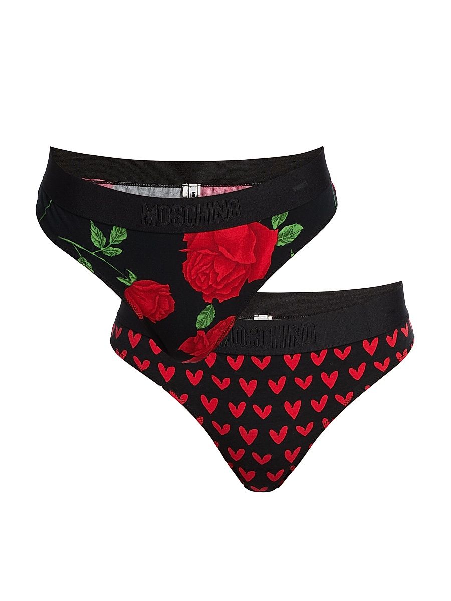 Women's Moschino Intimo Donna Brief 2-Pack - Multi Black - Size Small