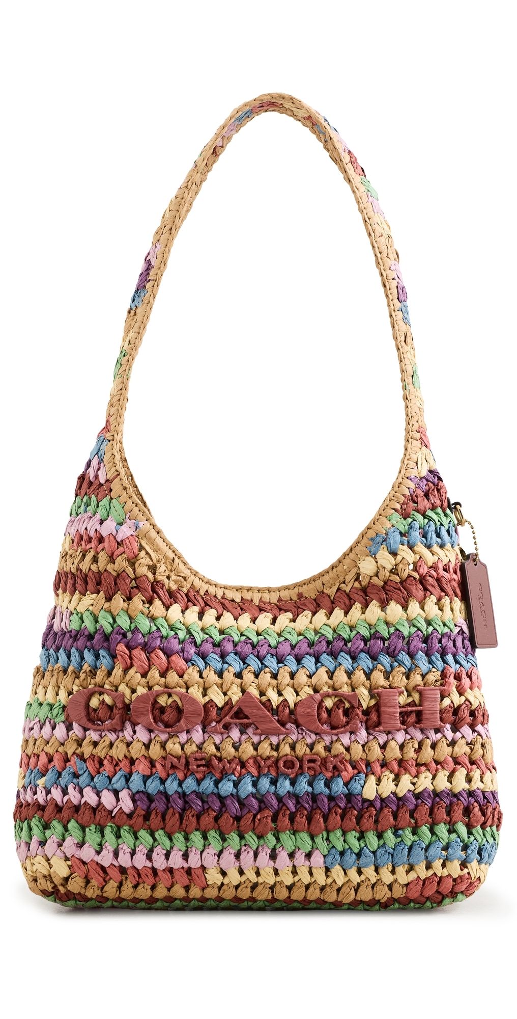 Coach Large Weave Straw Brooklyn Shoulder Bag B4/Multi One Size