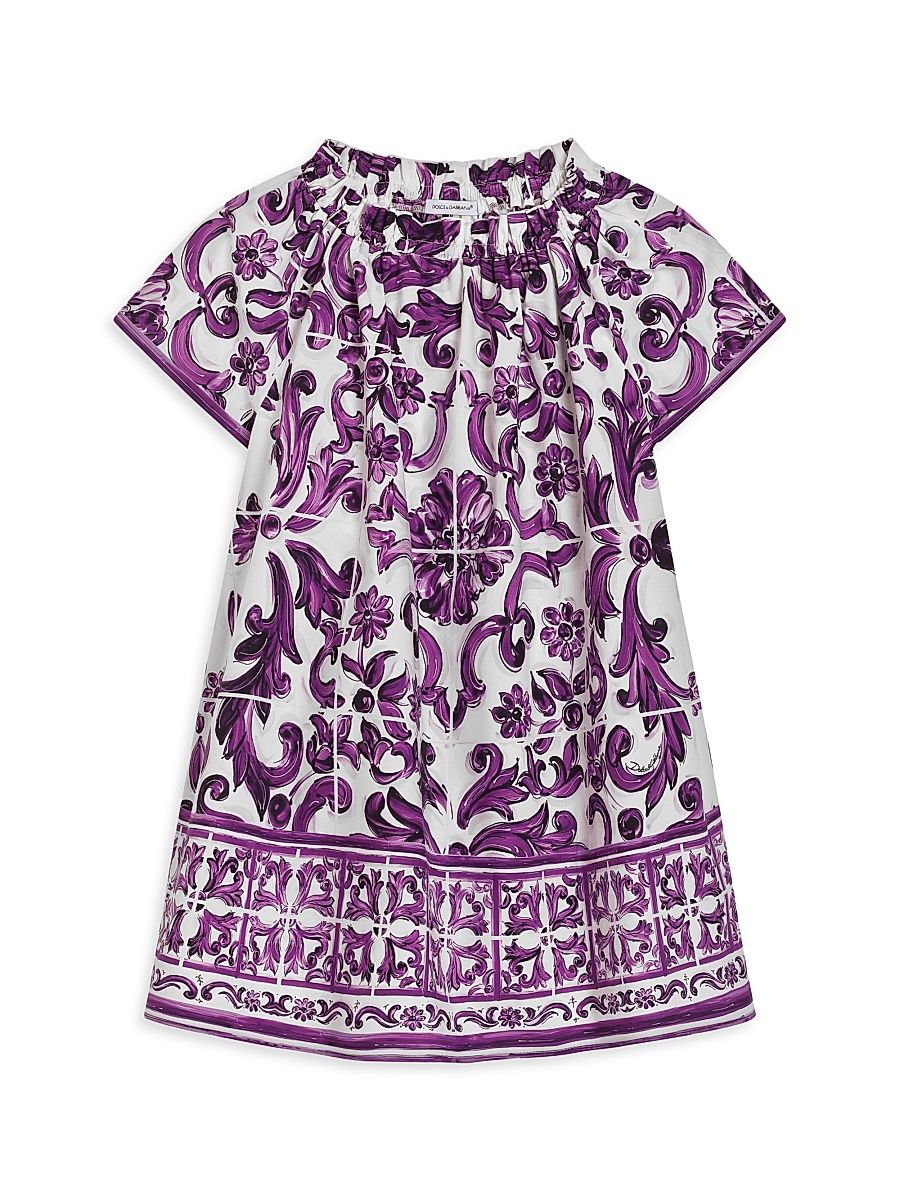 Little Girl's & Girl's Short Sleeve Majolica Dress - Violet - Size 12