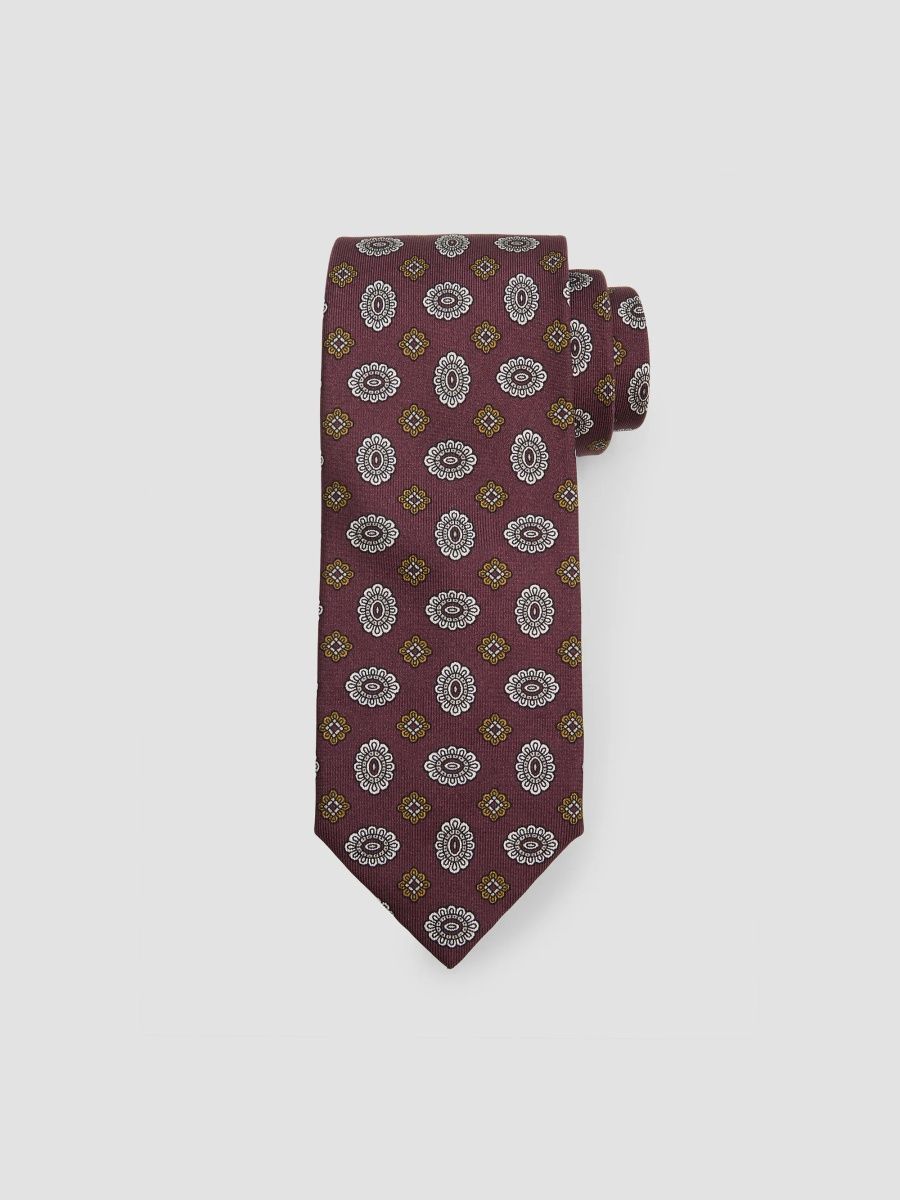 Brioni Men's Floral Medallion Silk Tie - Red Pink