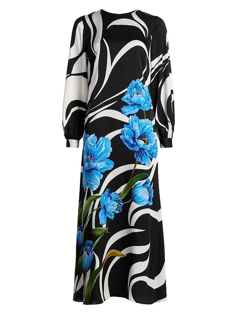 Women's The Renata Floral Silk-Blend Maxi Dress - Wildside With Floral - Size 8