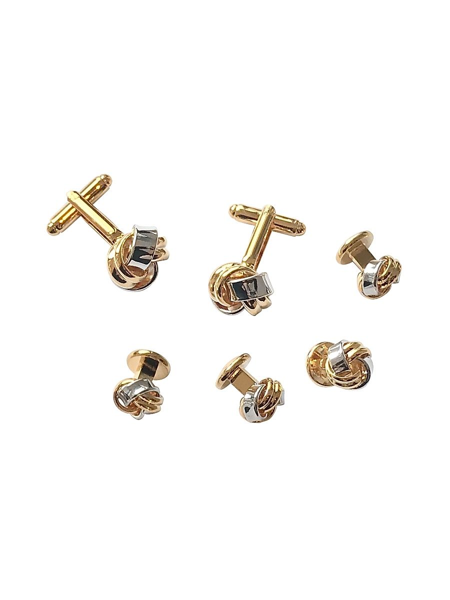 Men's Classic Knot Cufflinks & Studs Set - Silver