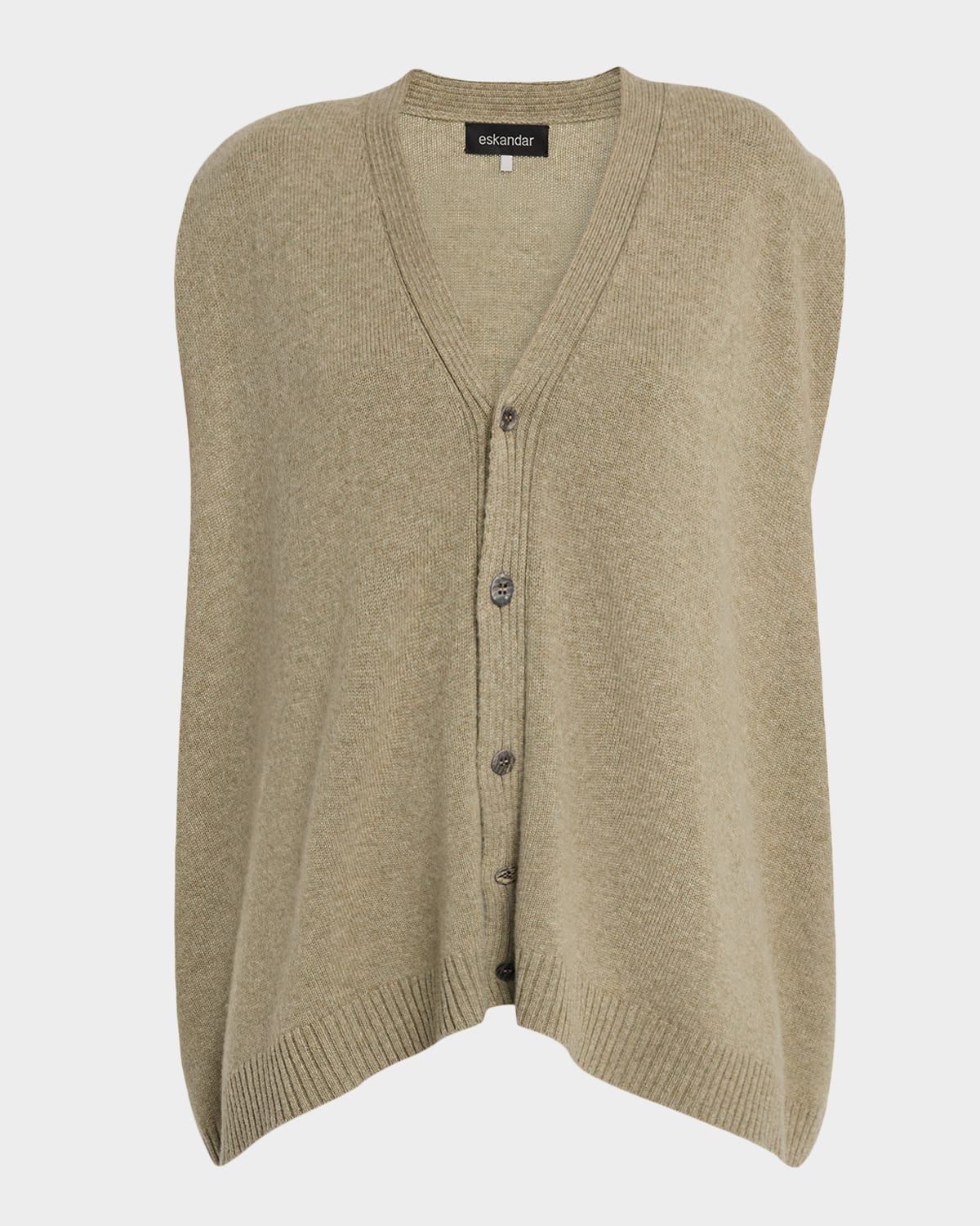 Cashmere A-Line Sleeveless V-Neck Cardigan (Mid Plus Length)