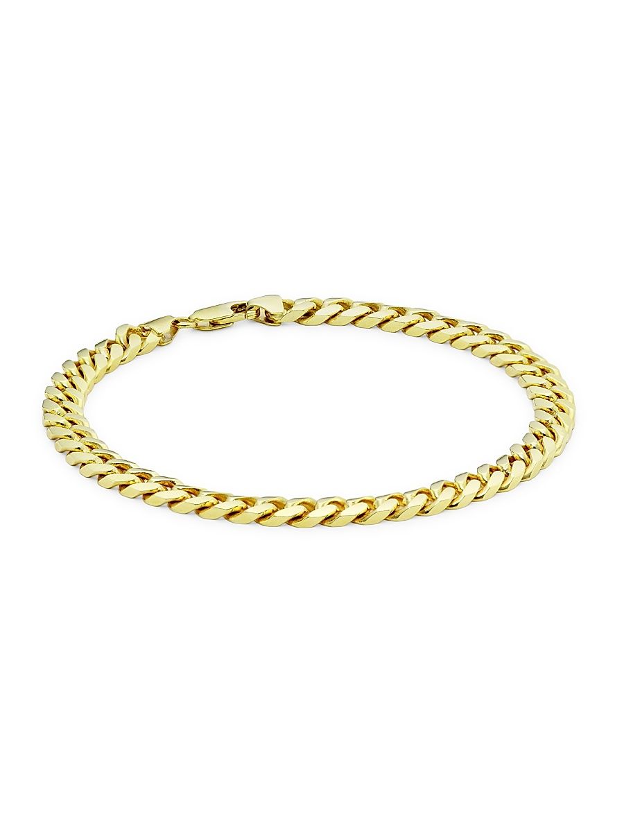 Men's 14K Yellow Gold Cuban Chain Bracelet - Gold