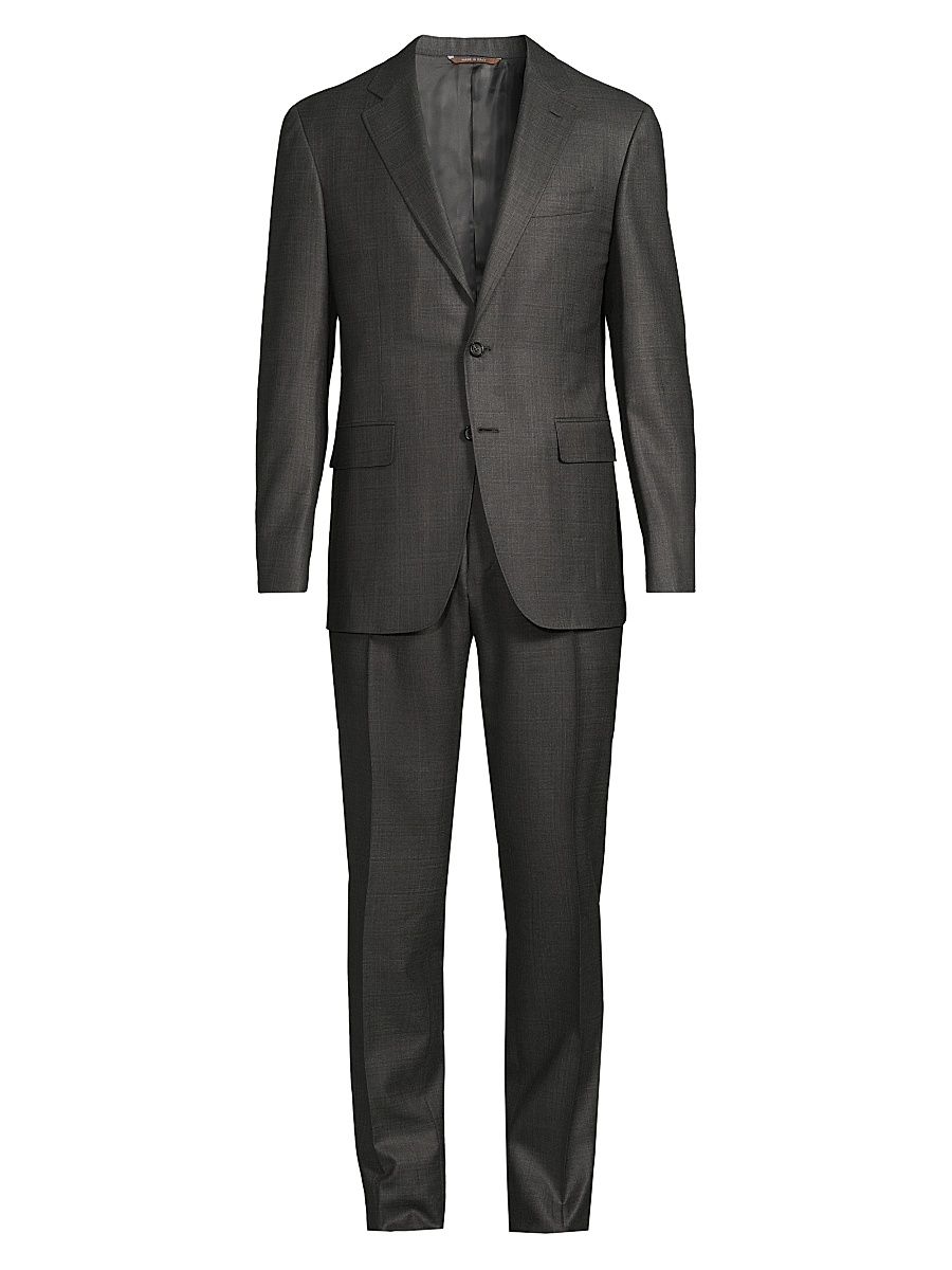 Men's Kei Wool Trim-Fit Suit - Grey - Size 46