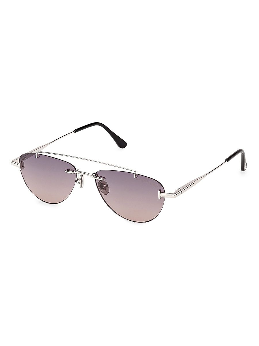 Women's Astor 55MM Geometric Aviator Sunglasses - Silverpurple