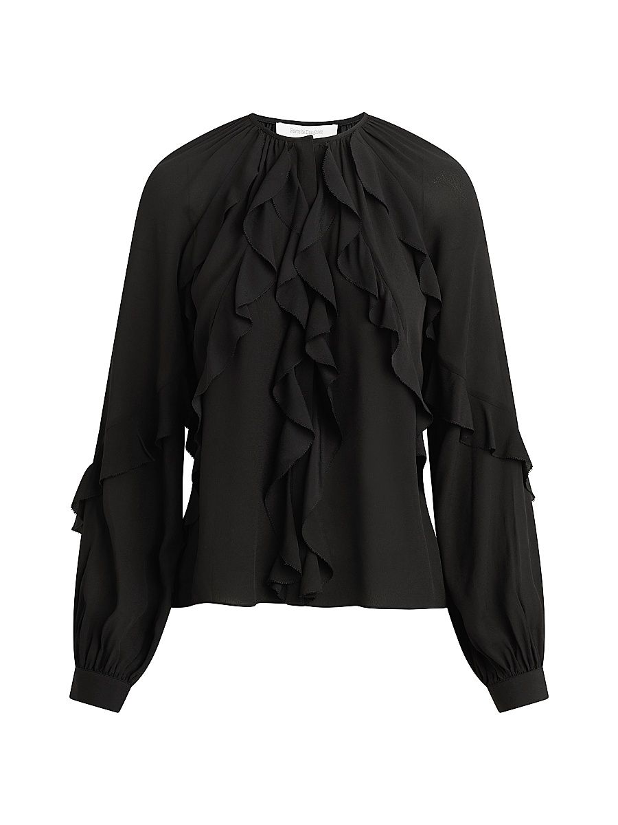 Women's Because Of You Ruffled Blouse - Black - Size Medium