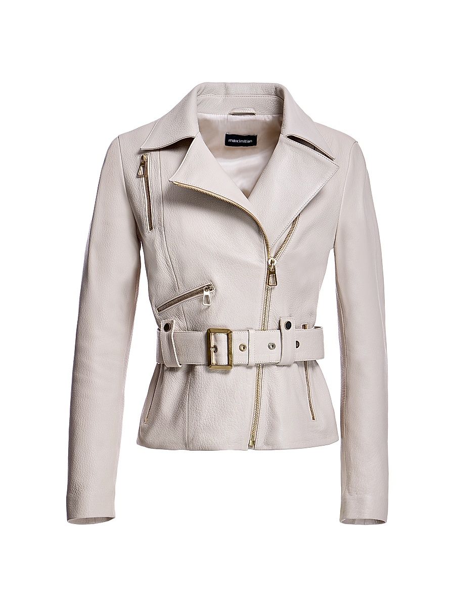 Women's Leather Moto Jacket - Mustard - Size XL