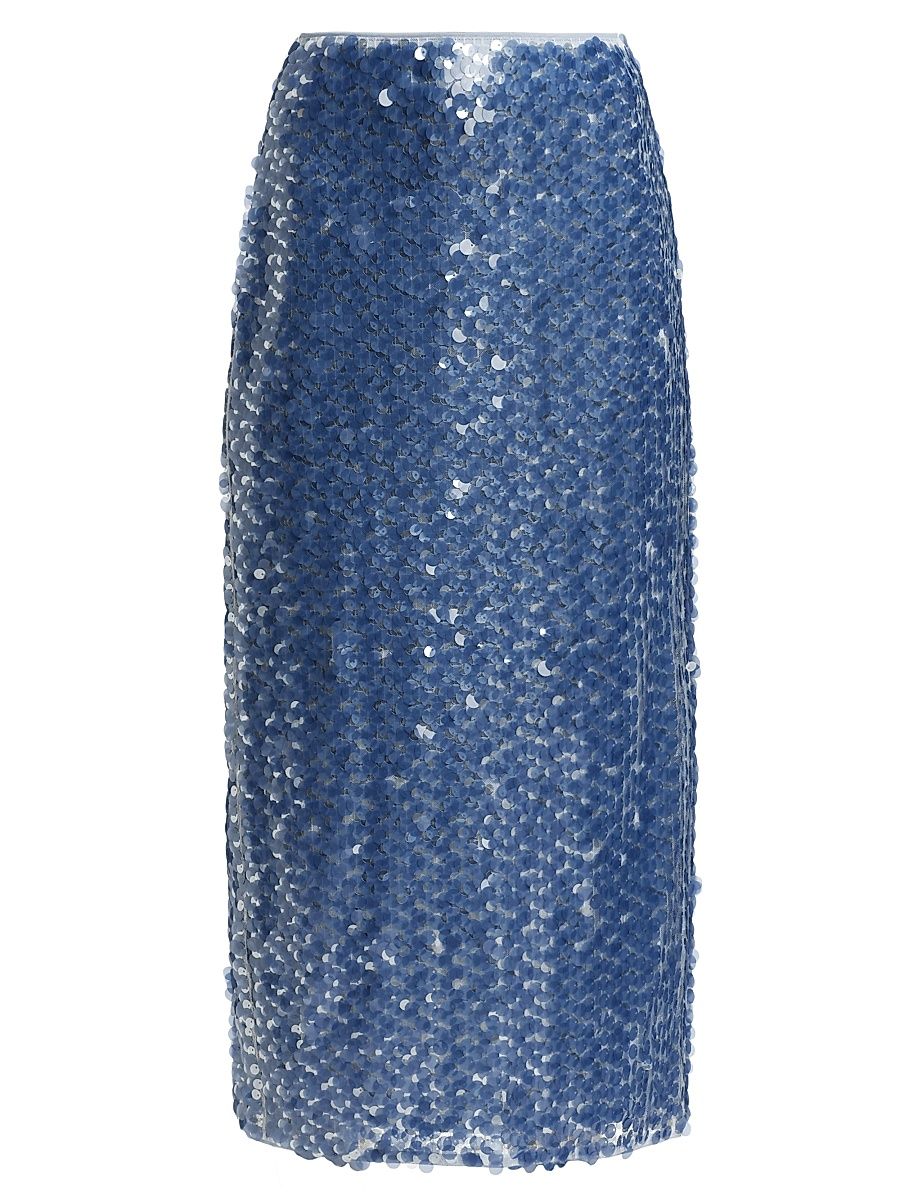 Women's Leilani Sequined Midi-Skirt - Steel Blue Multi - Size 14