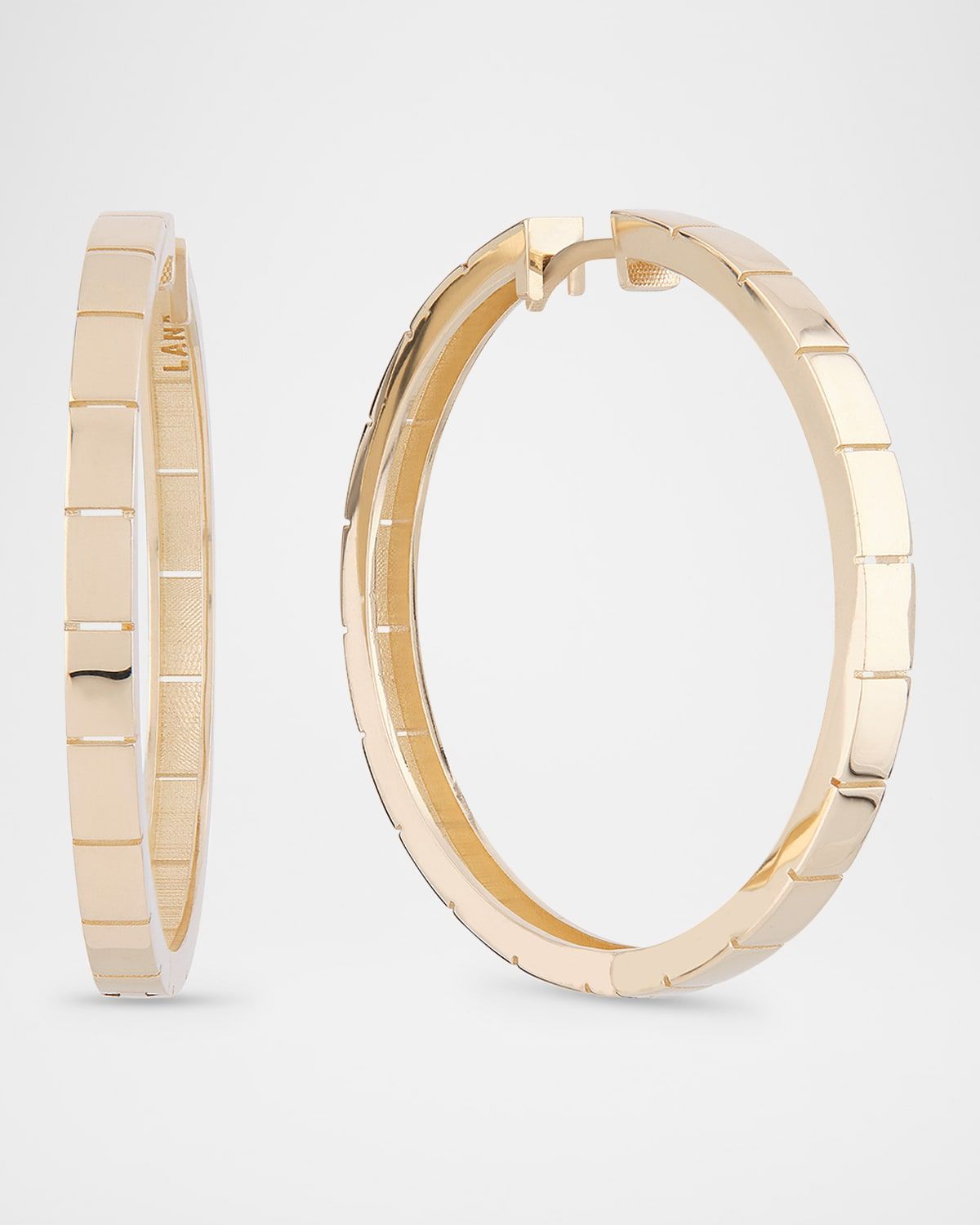 40mm Thin Flash Tile Hoop Earrings in 14K Yellow Gold