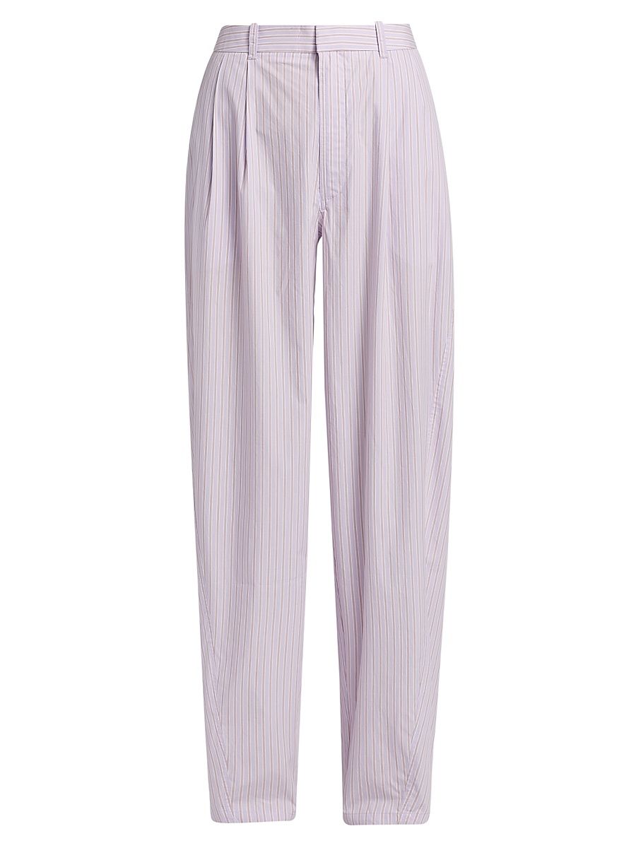Women's Davika Striped Cotton Tapered-Leg Pants - Hydrangea - Size XL