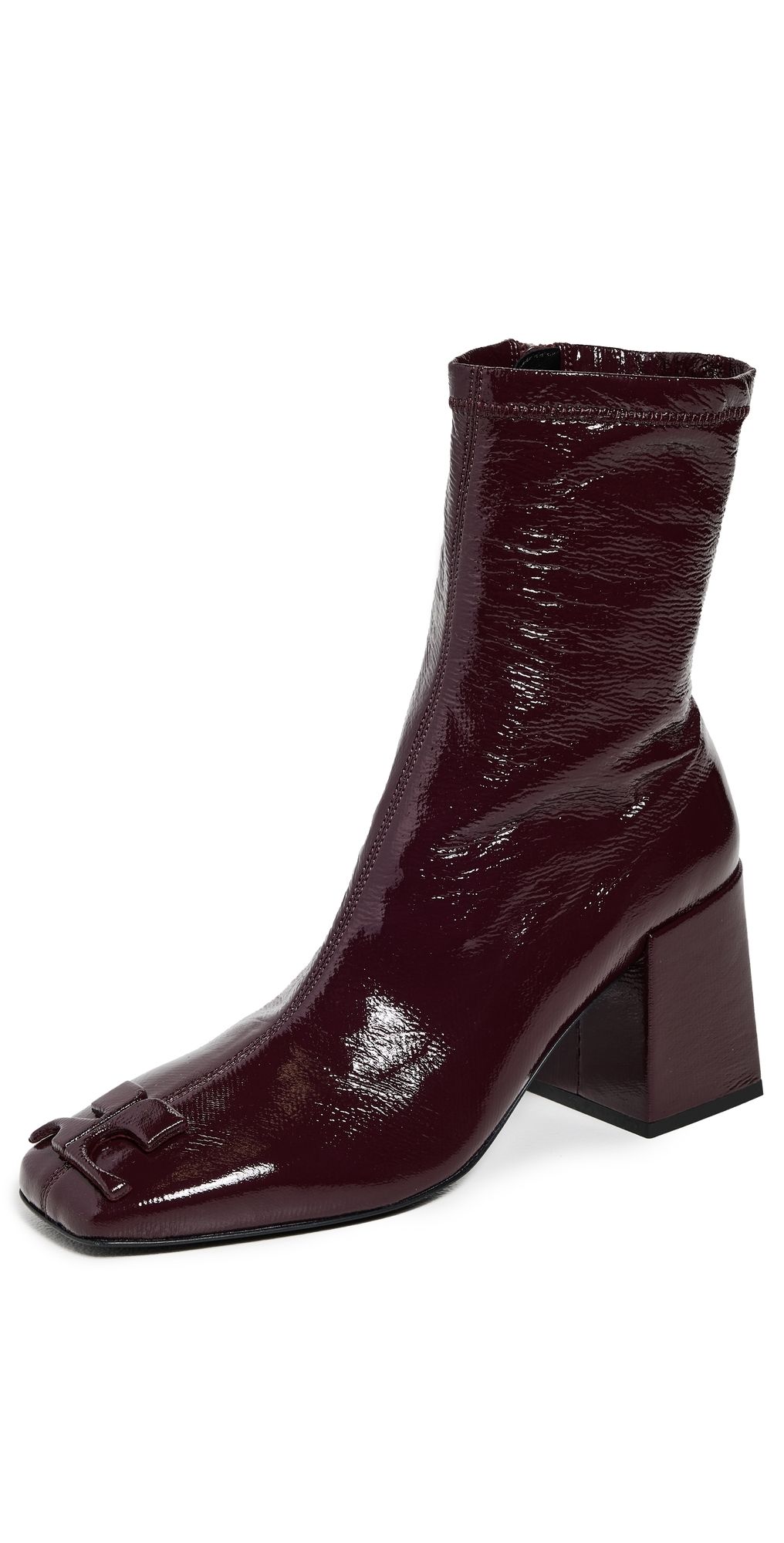 Courrèges Re Edition Vinyl Ankle Boots Burgundy 39