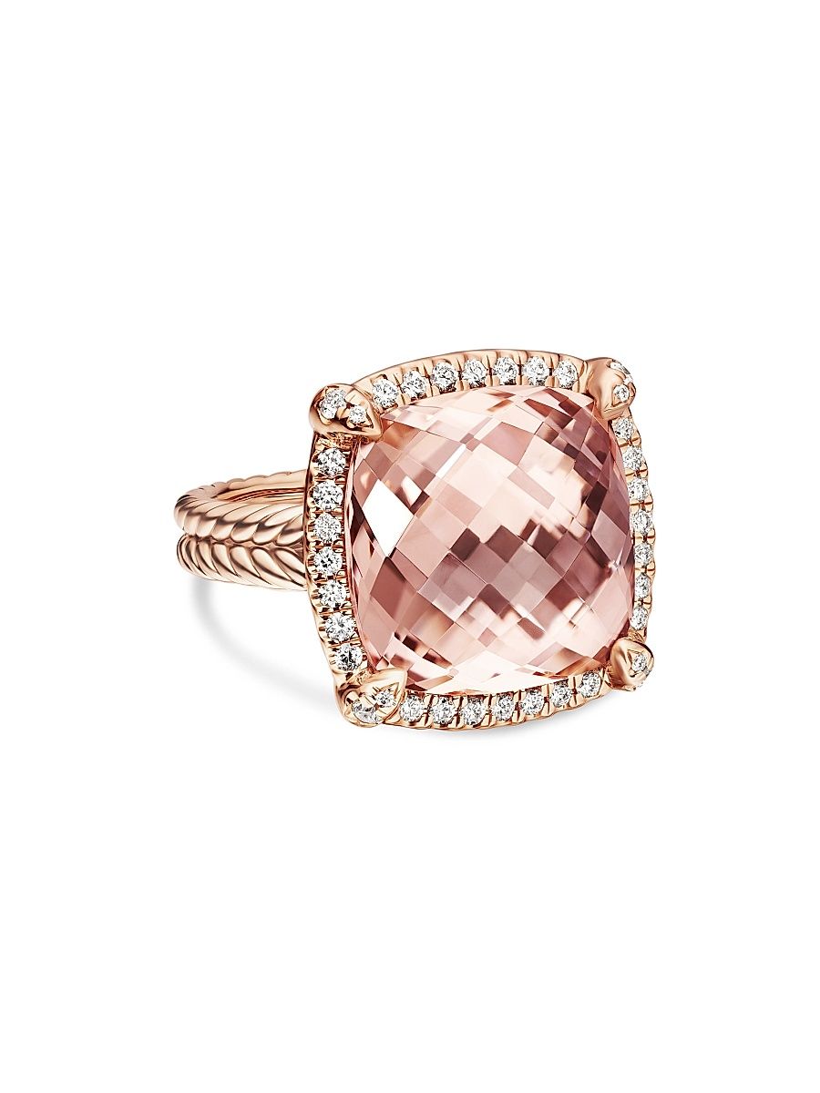 Women's Chatelaine Pavé Bezel Ring in 18K Rose Gold - Rose Gold - Size 6