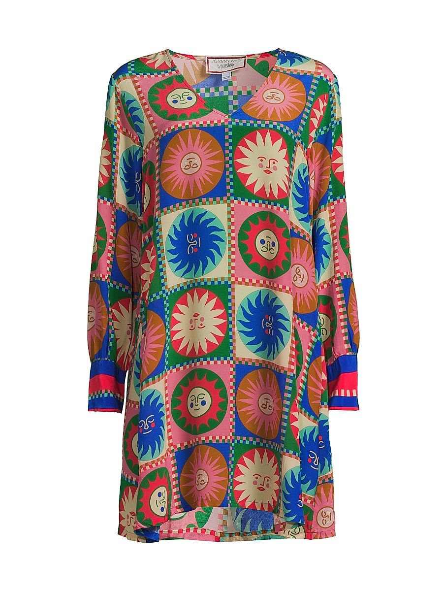 Women's Lionora V-Neck Silk Swing Dress - Lionora - Size Small