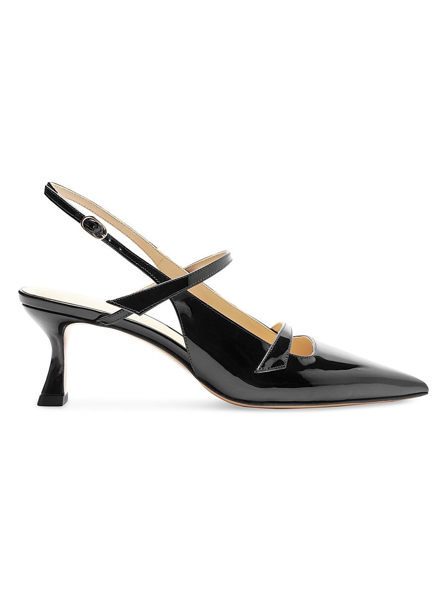 Women's Tita 60MM Leather Slingback Pumps - Black - Size 10.5
