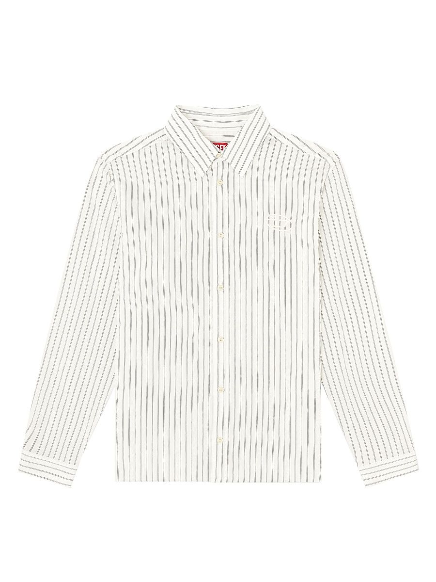 Men's Striped Classic Button-Front Shirt - Ivory - Size 44