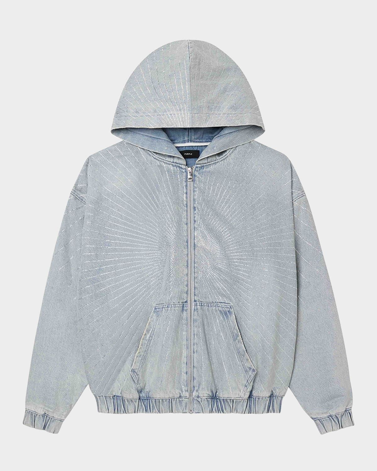Men & apos;s O-Zip Crystal Sunbeam Denim Hoodie