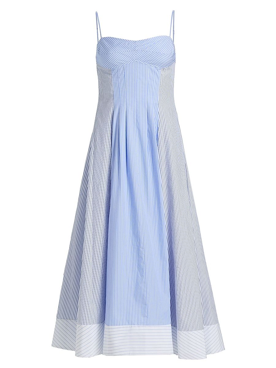 Women's Chamberlain Cotton Mixed Stripe Midi-Dress - Periwinkle Multi Stripe - Size 14