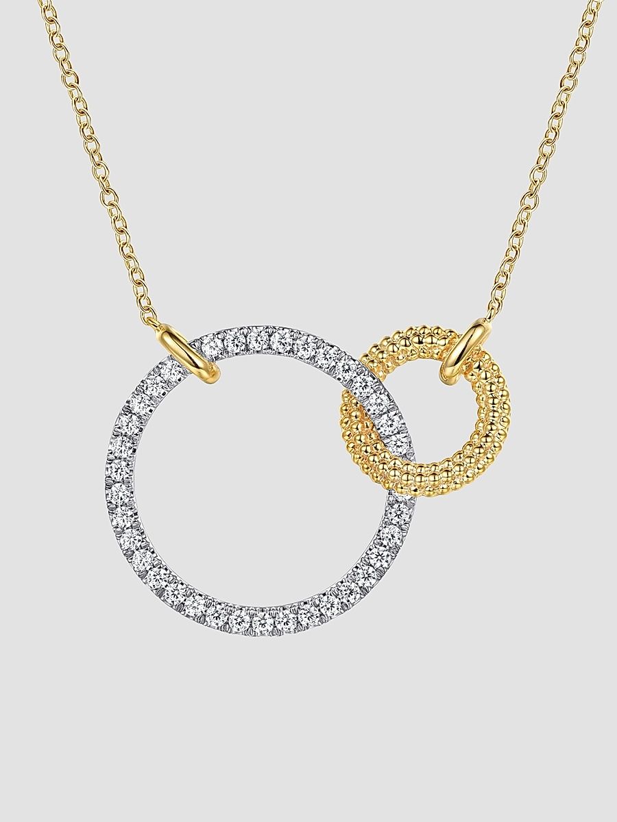 Gabriel & Co Women's Bujukan Two-Tone 14K Gold & 0.80 TCW Diamond Interlocking Pendant Necklace - Yellow Gold