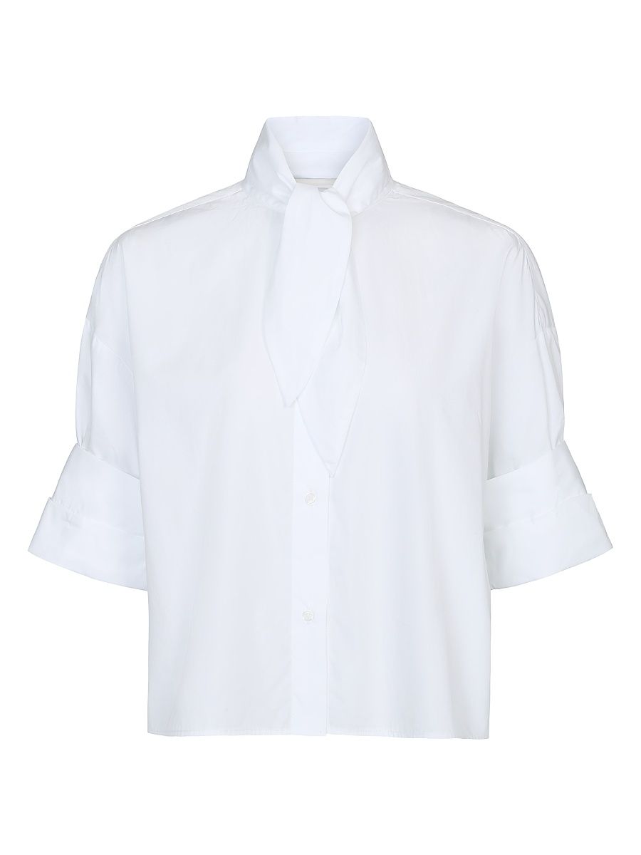 Women's Tie One On Cotton Shirt - White - Size Medium