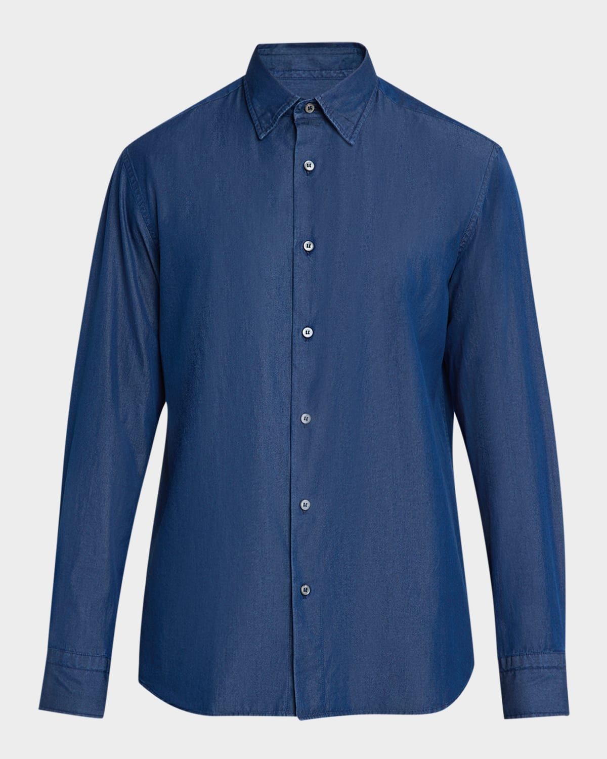 Men & apos;s Cotton Denim Casual Button-Down Shirt