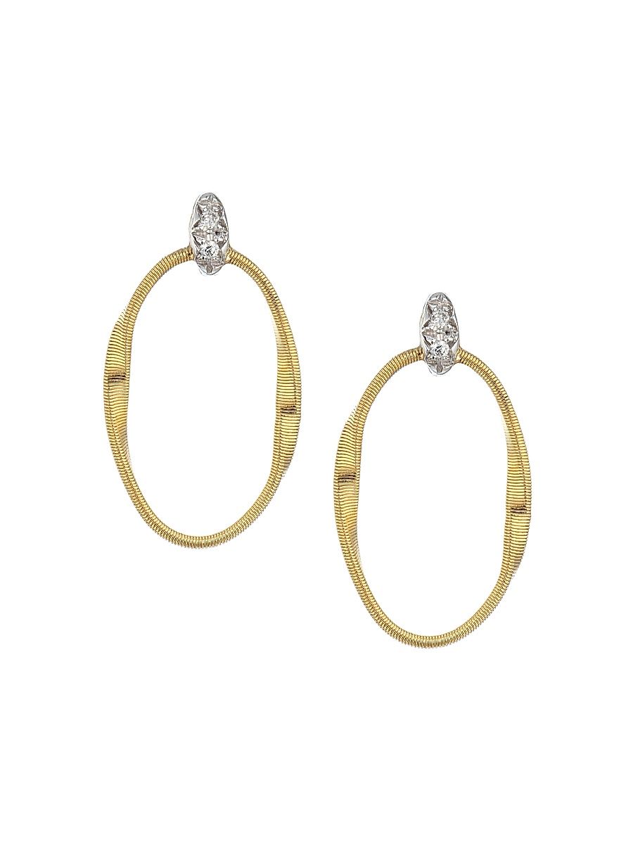 Women's Marrakech Onde 18K Two-Tone Gold & Diamond Coil Oval Hoop Earrings - Yellow Gold