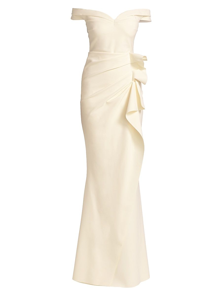 Women's Radoslava Off-The-Shoulder Wrap Gown - Cream - Size 16